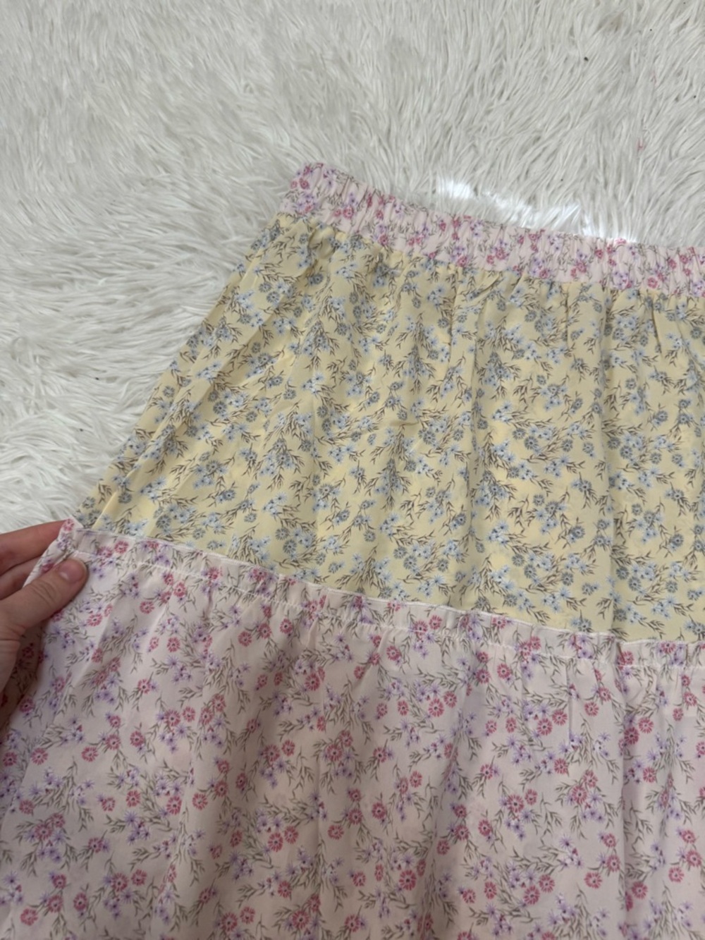 Floral Tiered Maxi Skirt - Pink & Cream - Picture 4 of 5